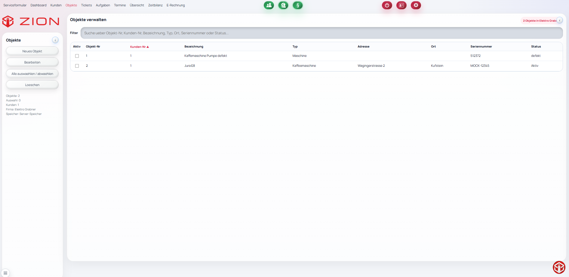 ZION Objekte Screenshot